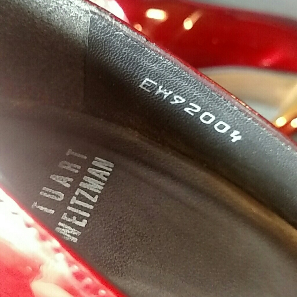 Stuart Weitzman Dark Red with Gold Buckle Heels - Picture 8 of 8